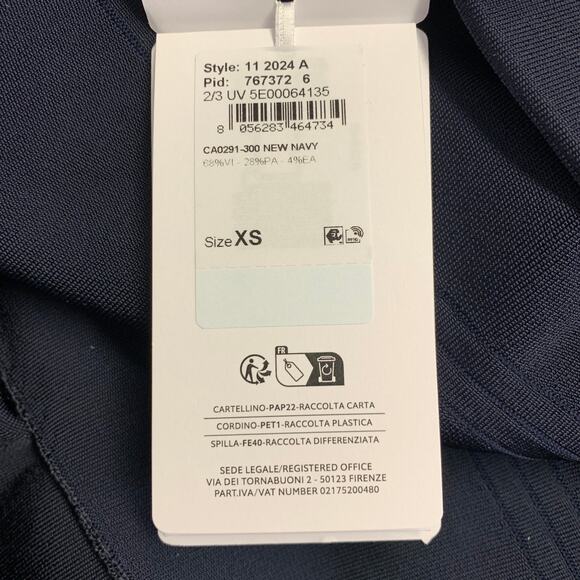 SALVATORE FERRAGAMO Size XS Navy Viscose Blend Asymmetrical Mini Dress - Picture 6 of 9